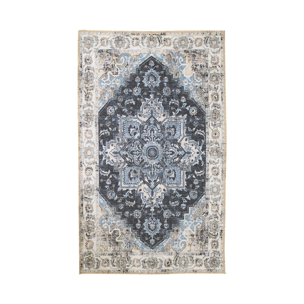 Vloerkleed blauw chenille polyester 160x230 cm