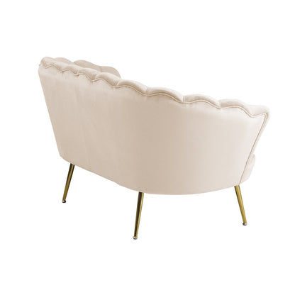 Zitbank beige fluweel 136x77x78 cm