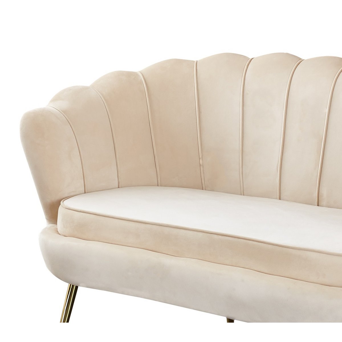 Zitbank beige fluweel 136x77x78 cm