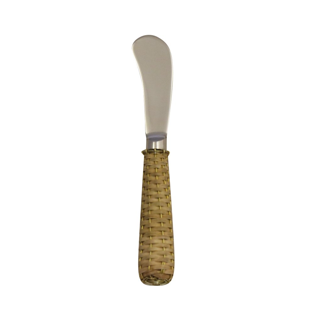 Beige verspreid met rieten handvat