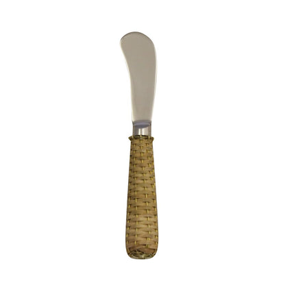 Beige verspreid met rieten handvat