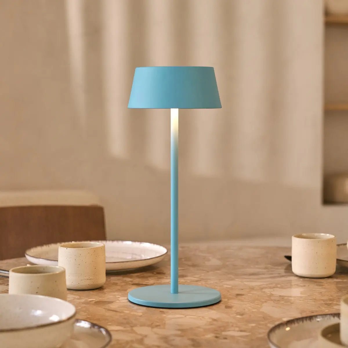 Tafellamp Hugo blauw Ø15x36 cm oplaadbaar dimbaar IP54