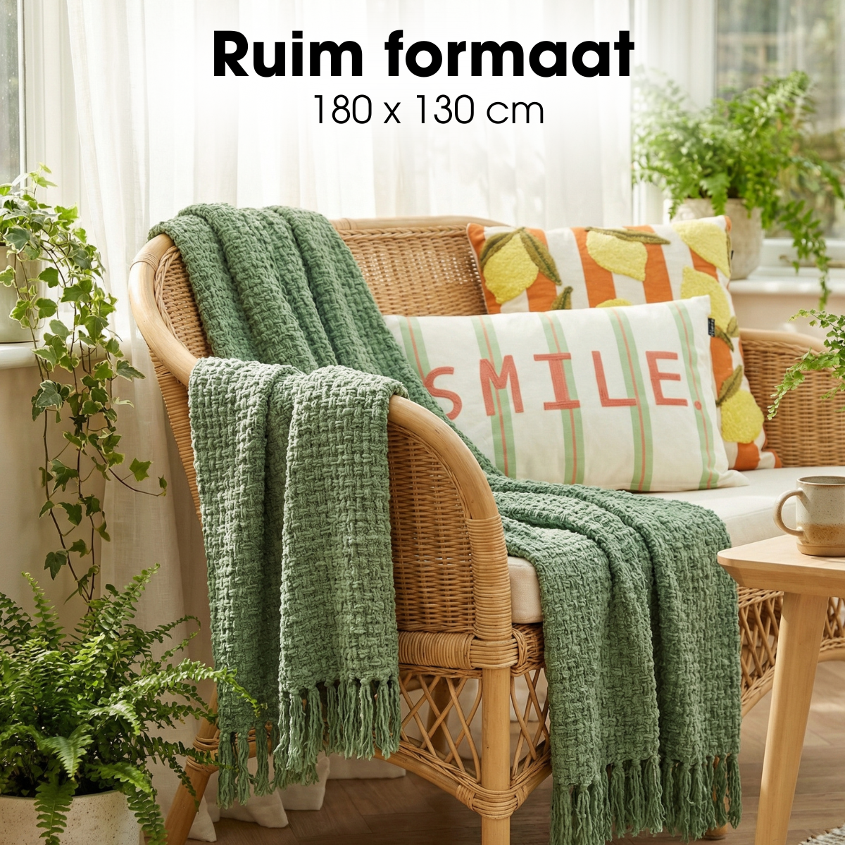 Plaid 180x130 cm donkergroen polyester