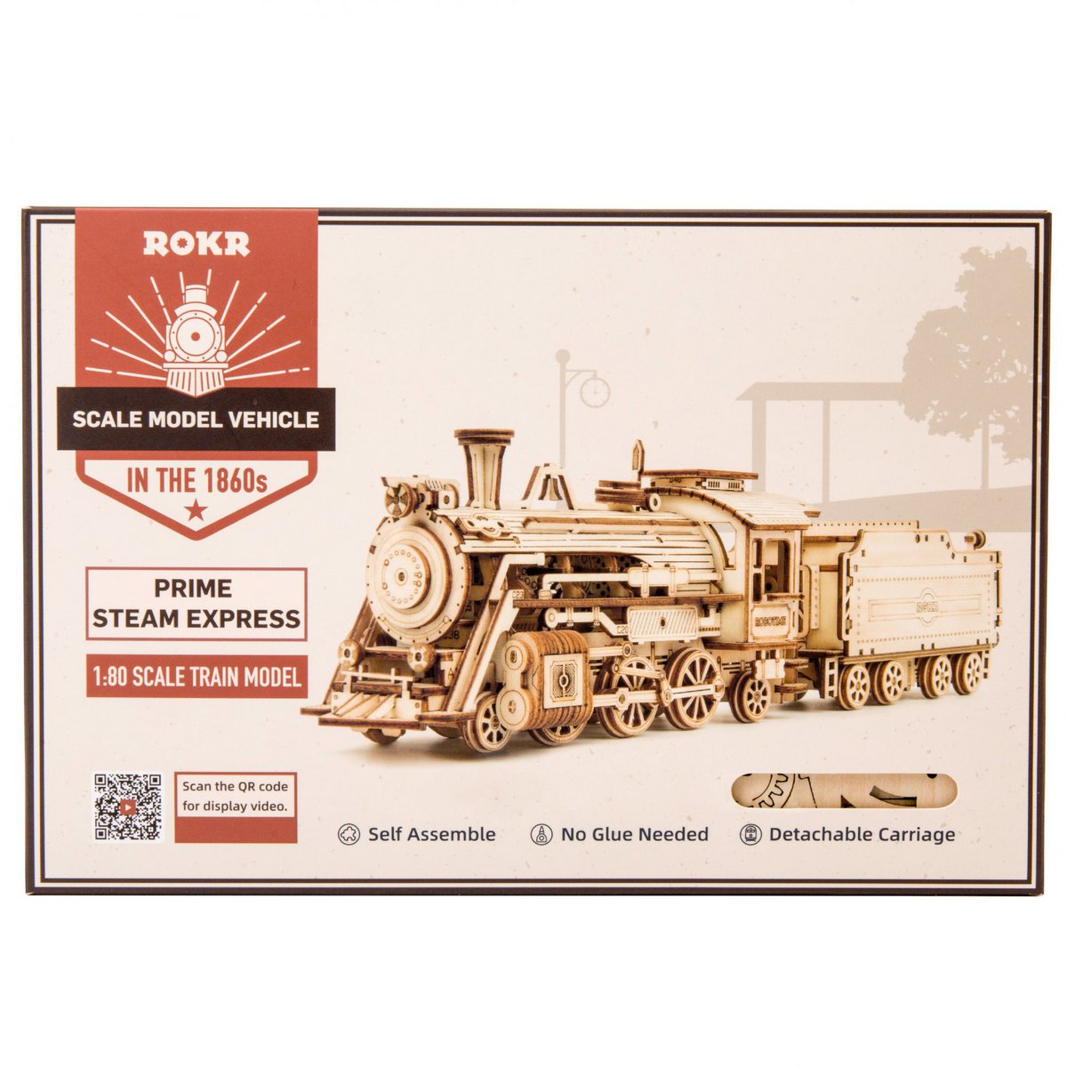 Robotime, 3D Wooden Puzzle Prime Steam Express, MC501, 30.7x6.7x8.2cm