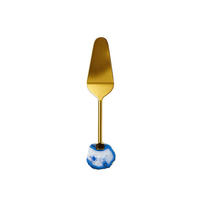 Taartschep goud blauw 28 cm staal