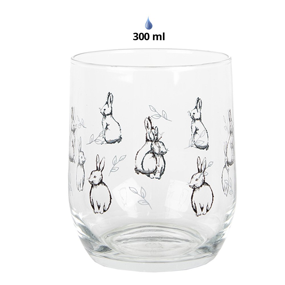 Waterglas 300 ml transparant glas konijn