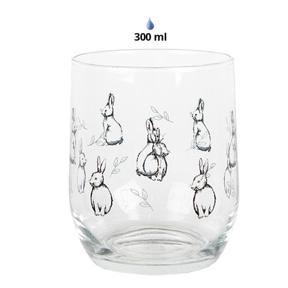 Waterglas 300 ml transparant glas konijn
