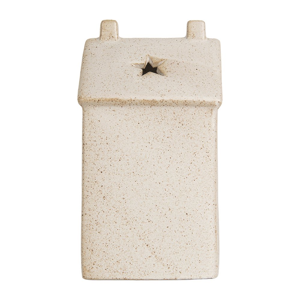 Decoratie Huis met LED 10x9x18 cm Beige Keramiek
