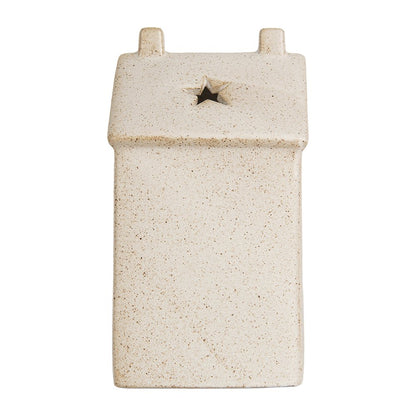 Decoratie Huis met LED 10x9x18 cm Beige Keramiek