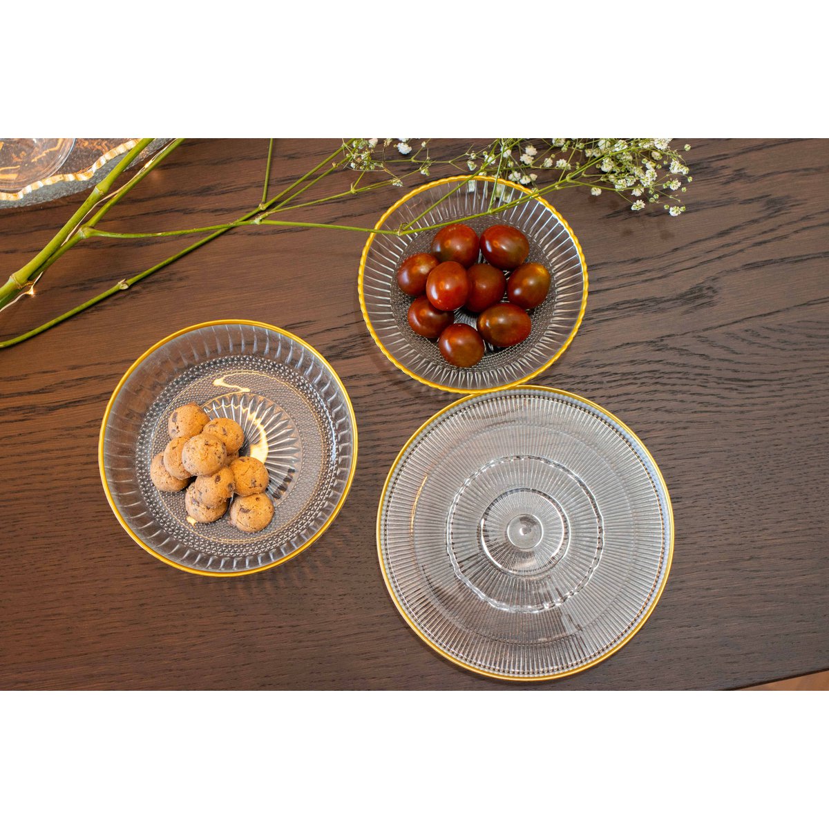 Cup 14x14x3 cm glas transparant goud