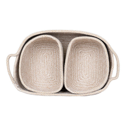 Opbergmanden katoen beige set van 3