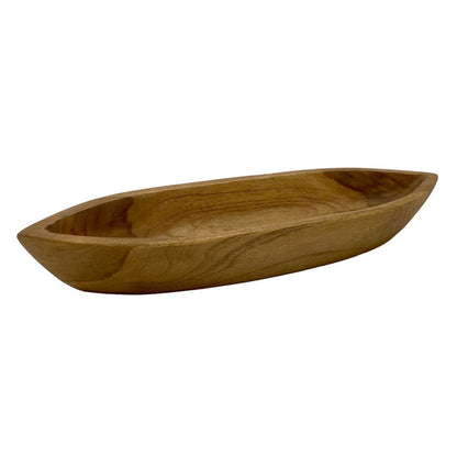 Teakhouten schaal 45x13cm bootvormig Uniek natuurproduct gemaakt van massief teakhout