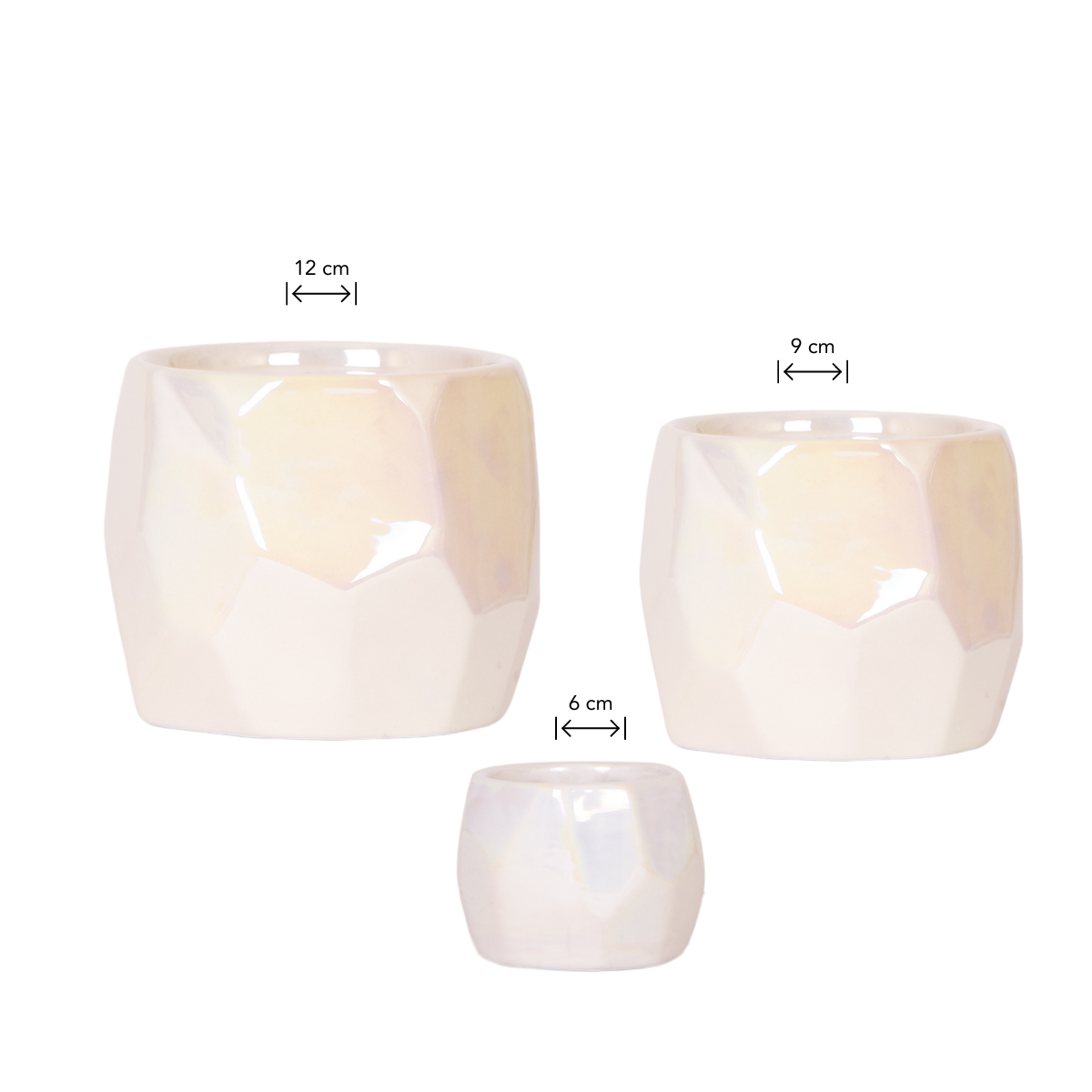 Set van 3 Bloempotten Pearl Travertine Kleur - Verschillende Maten