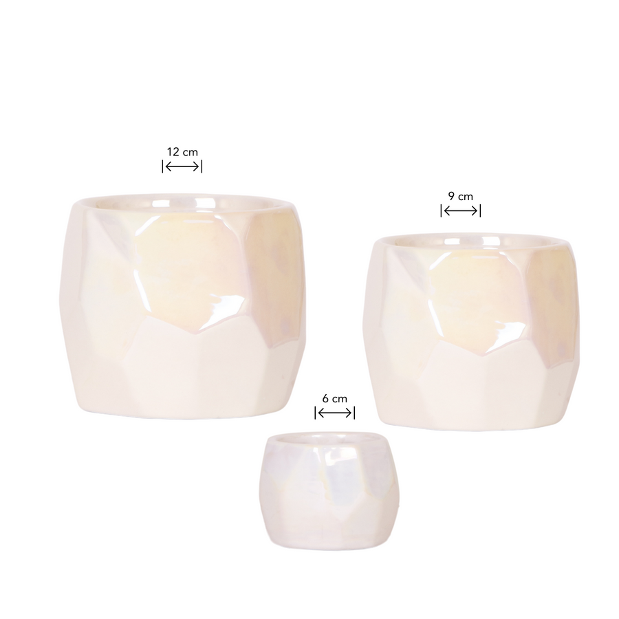 Bloempotten set 3 stuks steen travertine 6 9 12 cm