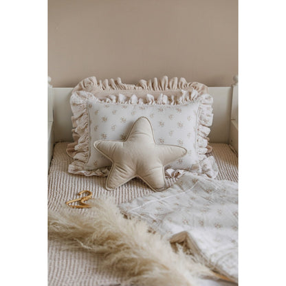Muslin decorative cushion with ruffle "Boho Flowers"