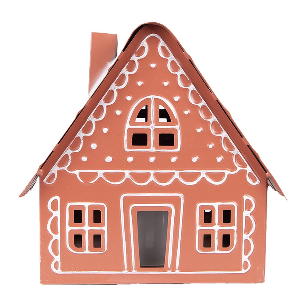Decoratie huis LED 23x18x23 cm bruin metaal