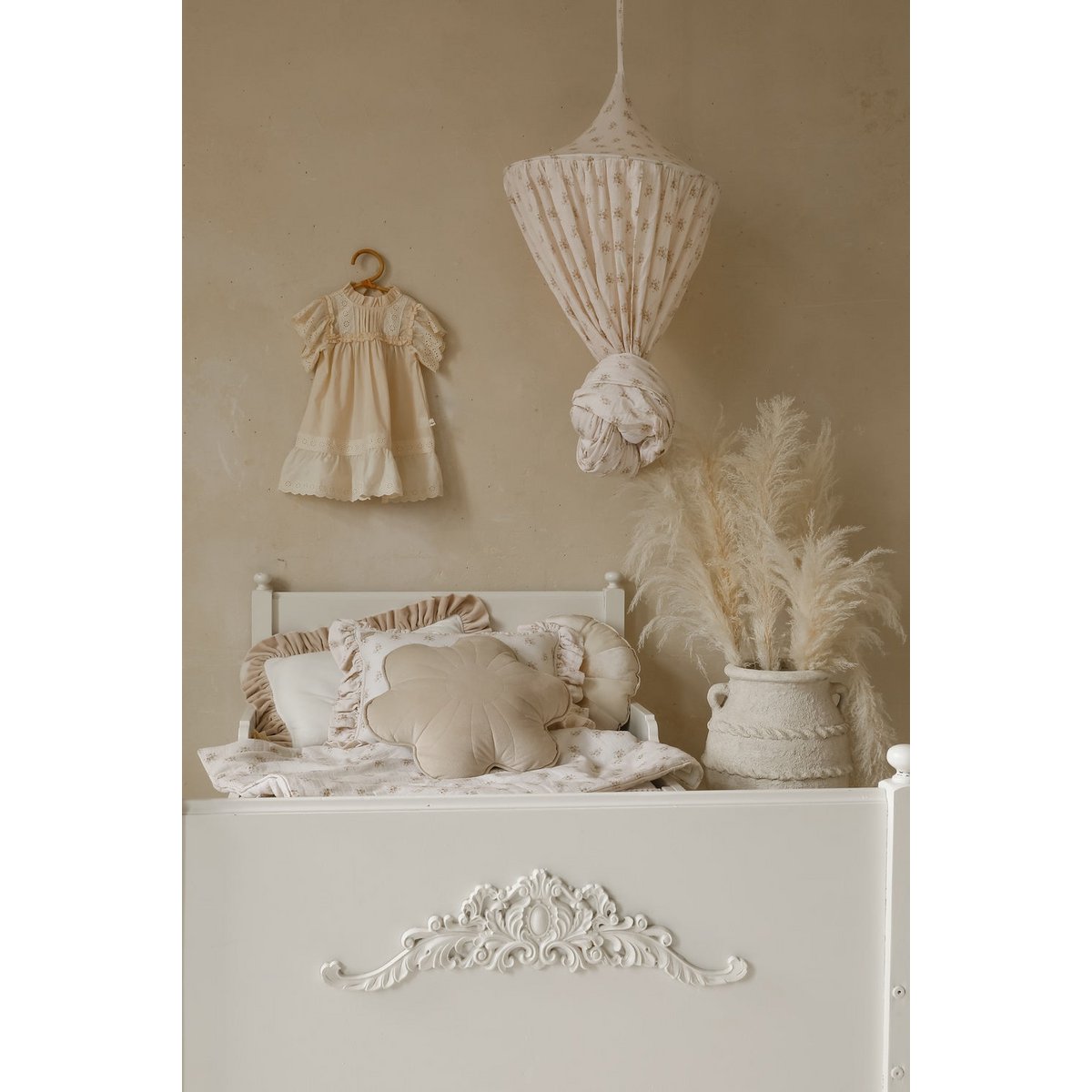 Mousseline Baldakijn Boho Flowers Voor Wieg En Kinderkamer