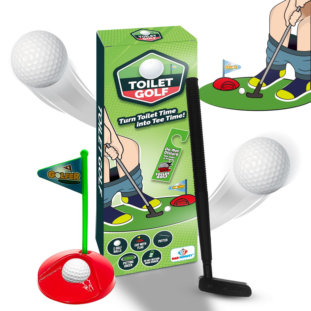 Toiletminigolfspel groen 43x15x6 cm