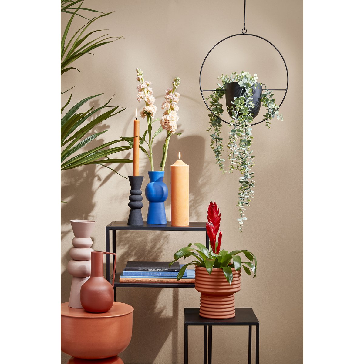 Hangende bloempot Dexter 34x14x65 cm zwart metaal