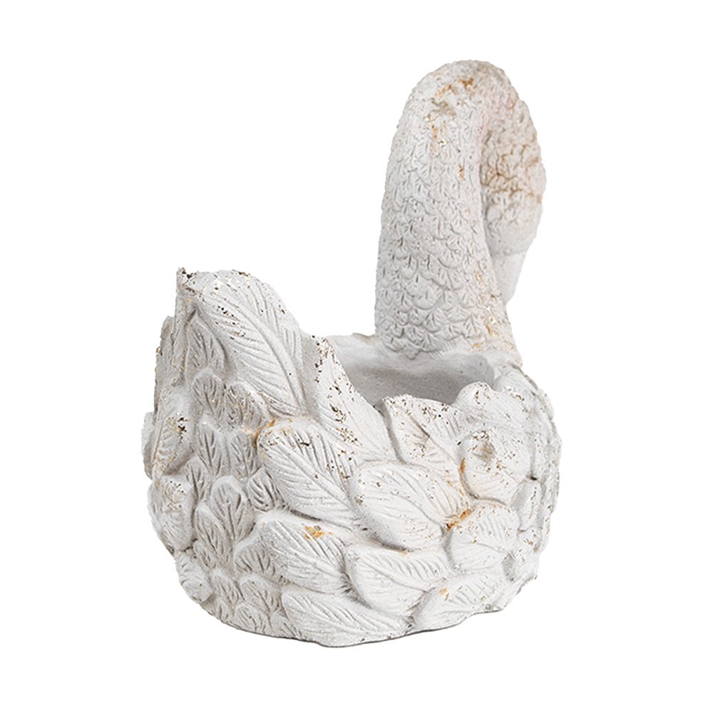 Bloempot Zwaan 19x11x15 cm Wit Steen