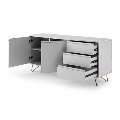 Dressoir 150x40x70 cm wit goud 2 deuren 3 lades