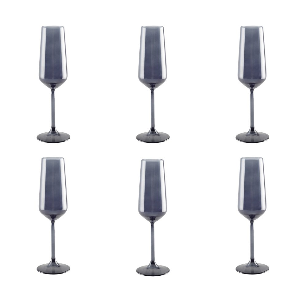Champagne fluiten 6 stuks zwart