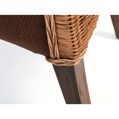Rattan Eetkamerstoelen Set Van 6 Met Zittingen Wildleer Look