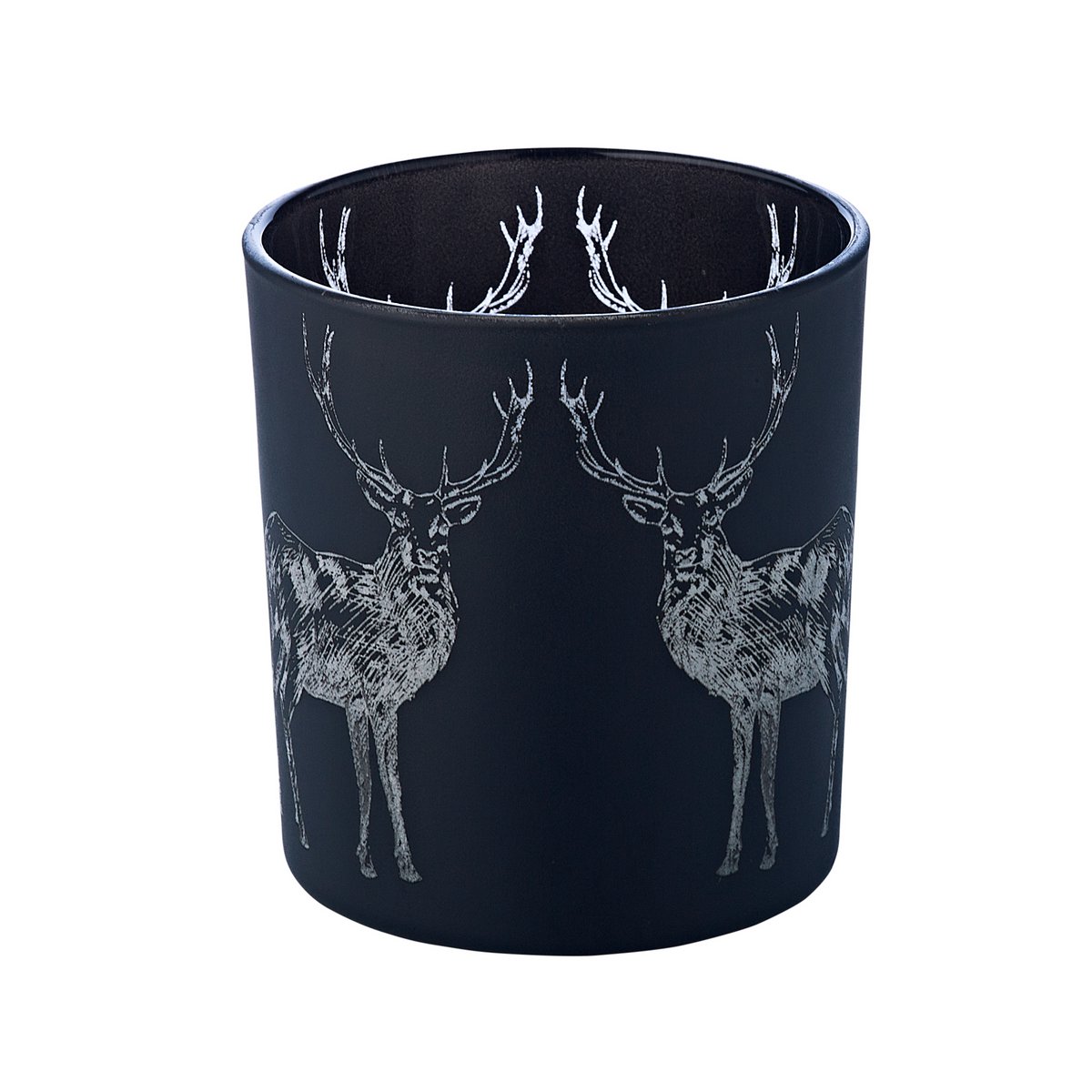 Theelicht set 2 herten 8 cm mat zwart