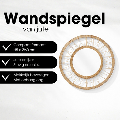 Wandspiegel 60 cm jute lichtbruin