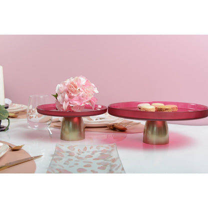 Taartschotel 28 cm glas rood