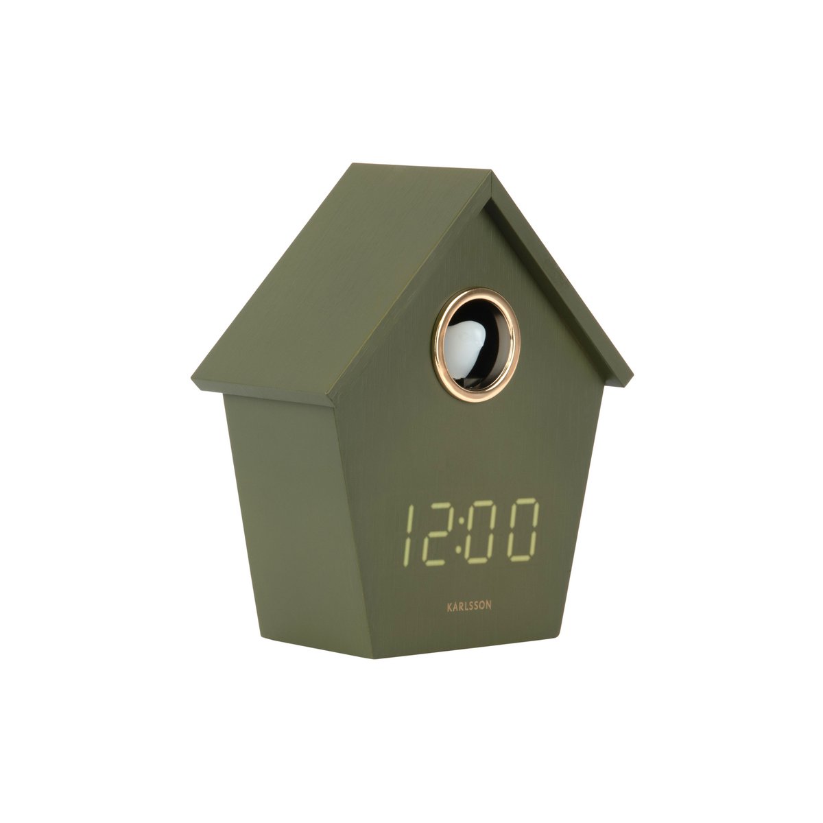Wekker hout groen koekoek LED
