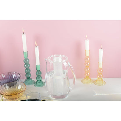 Kandelaars glas geel set van 2