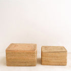 Opbergmand met deksel rotan beige