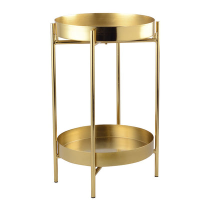 Bijzettafel 32x32x50 cm goud met 2 laden