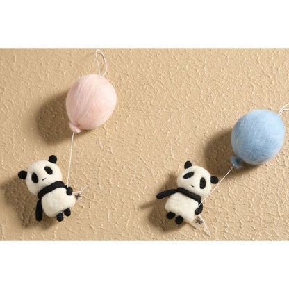 Wanddecoratie panda 7x25 cm wollfilz