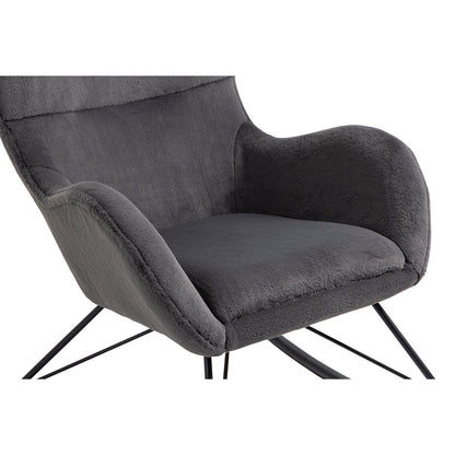 Rocking chair in dark grey lambskin look