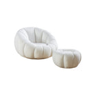 Armchair and ottoman set made of white teddy fur