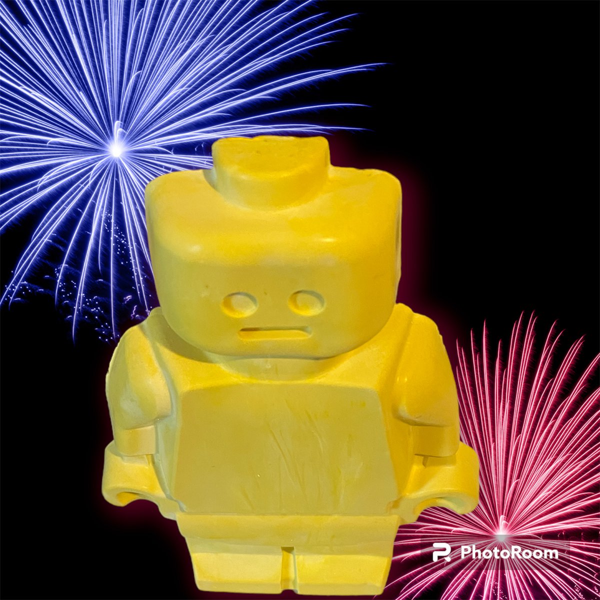 Robot beeldje jesmoniet 15,5x3,5x24 cm geel