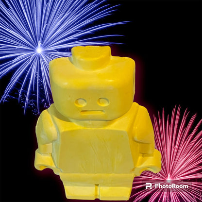 Robot beeldje jesmoniet 15,5x3,5x24 cm geel