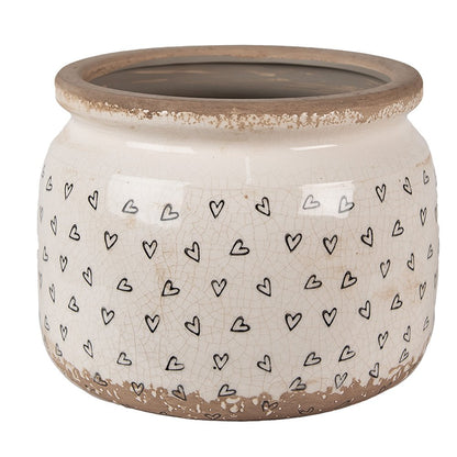 Bloempot Ø 20x15 cm beige zwart keramiek