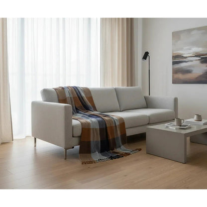 Multicolor Checked Plaid / Sofa Throw – Stylish Throw with Fringes – 130×170 cm – Urbane Hide