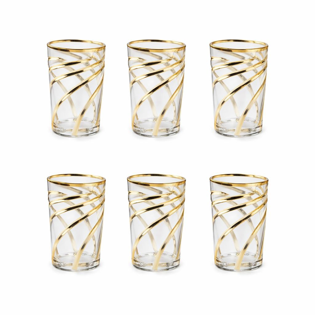 Golden Spiral Tea Cups - Lot of 6