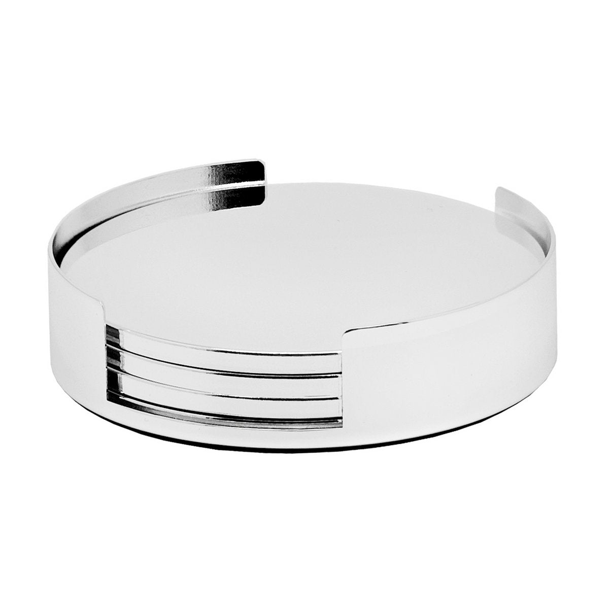 Onderzetters set van 4 zilver glas 9 cm