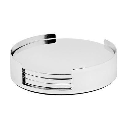 Onderzetters set van 4 zilver glas 9 cm