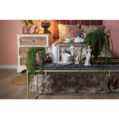 Hocker 110x50x46 cm grijs goud metaal