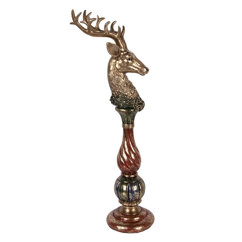 Decoratiebeeld hert 14x17x49 cm goudkleurig kunststof