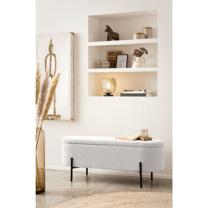 Bedbank 110 cm wit met opbergfunctie