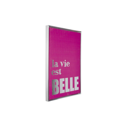Wandkunst 40x60 cm canvas roze zilverfolie