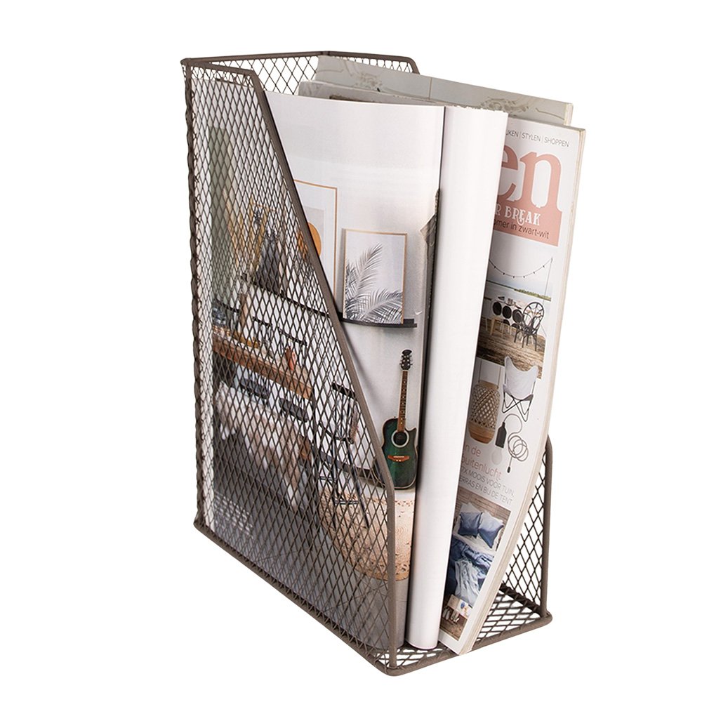 Tijdschriftenhouder 23x11x30 cm bruin metaal