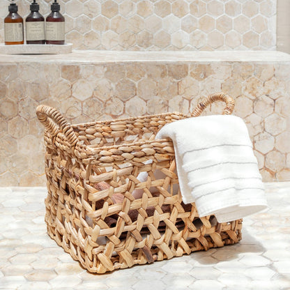 Opbergmand waterhyacint rechthoek 36x28x25 cm